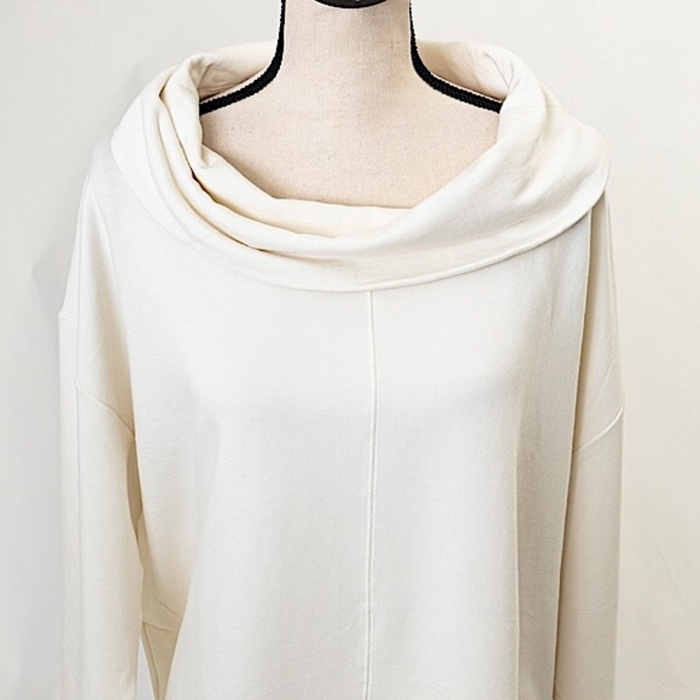 Exaggerated cowl neck top cream 1X by Soft & Cozy